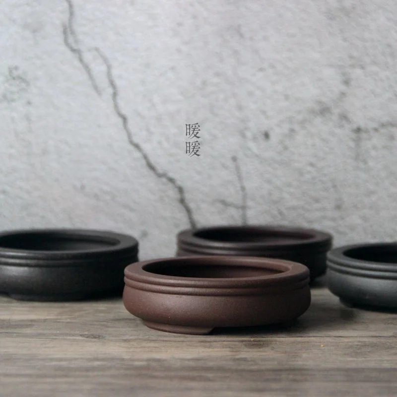 Bonsai Garden China - Pot Bonsai Keramik Bentuk Lingkaran, Piring,