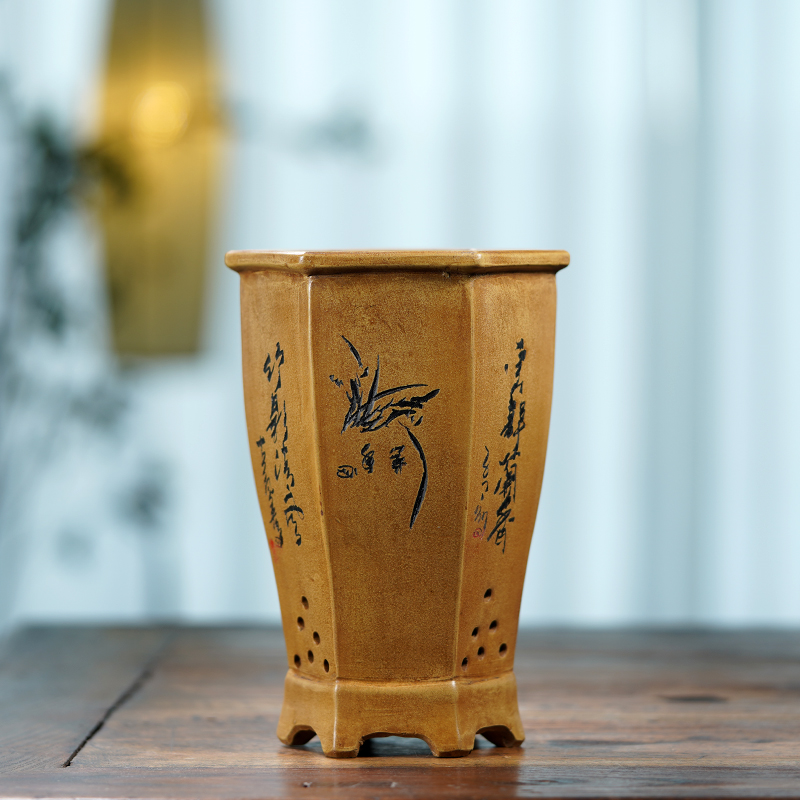 Bonsai Garden China - Pot keramik heksagon, vas bunga, Cina