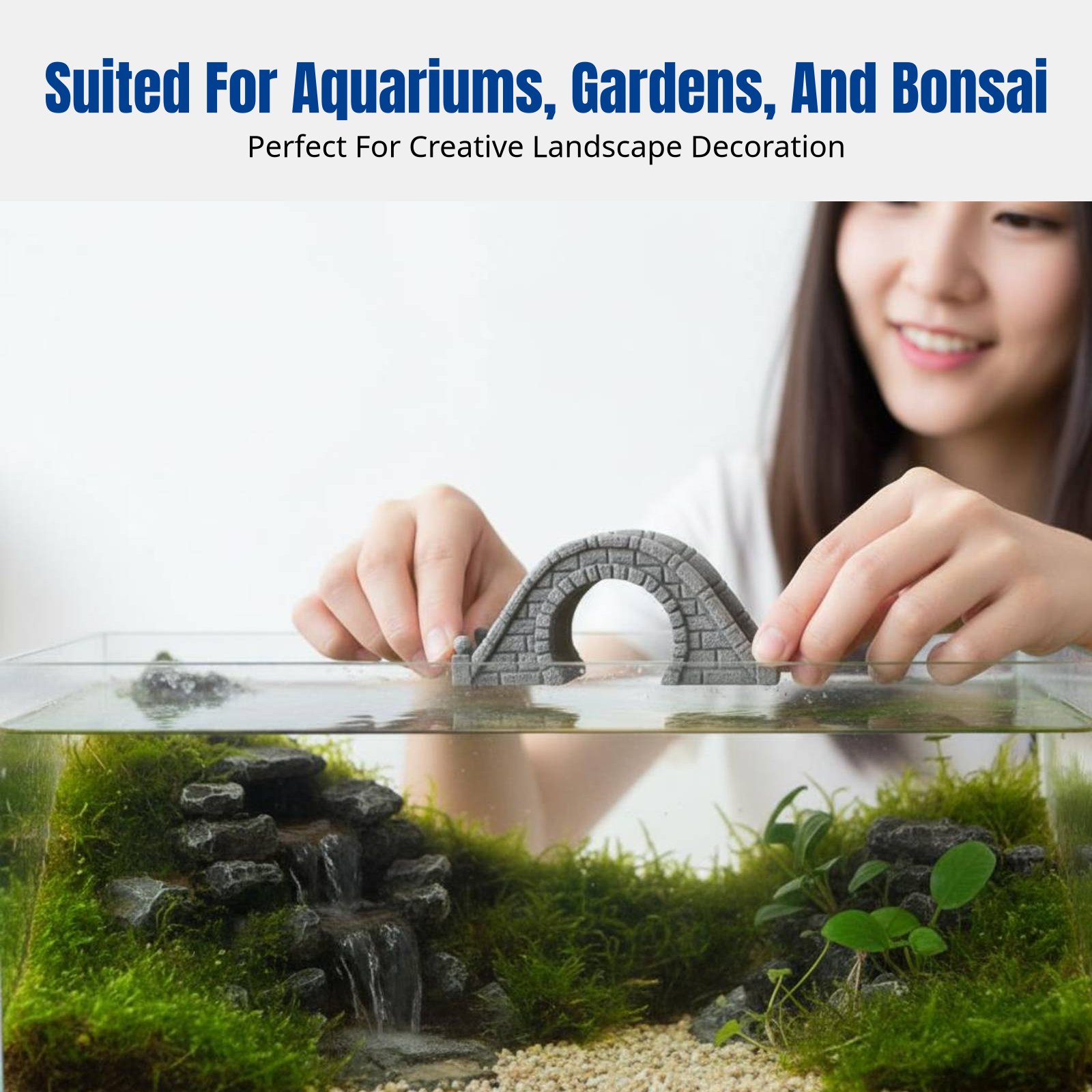 Bonsai Garden China - Dekorasi Lanskap Mini Jembatan Batu Resin,