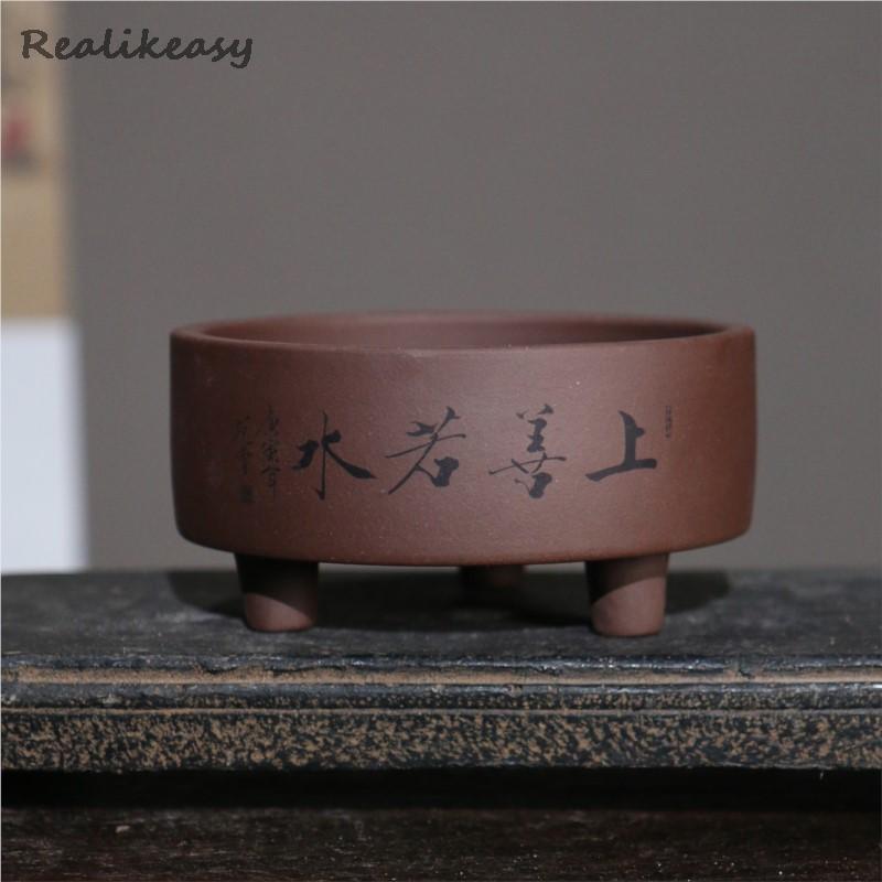 Yixing Pot Tanah Liat Ungu Pot - Bonsai Tree Zen Garden ulasan dan harga