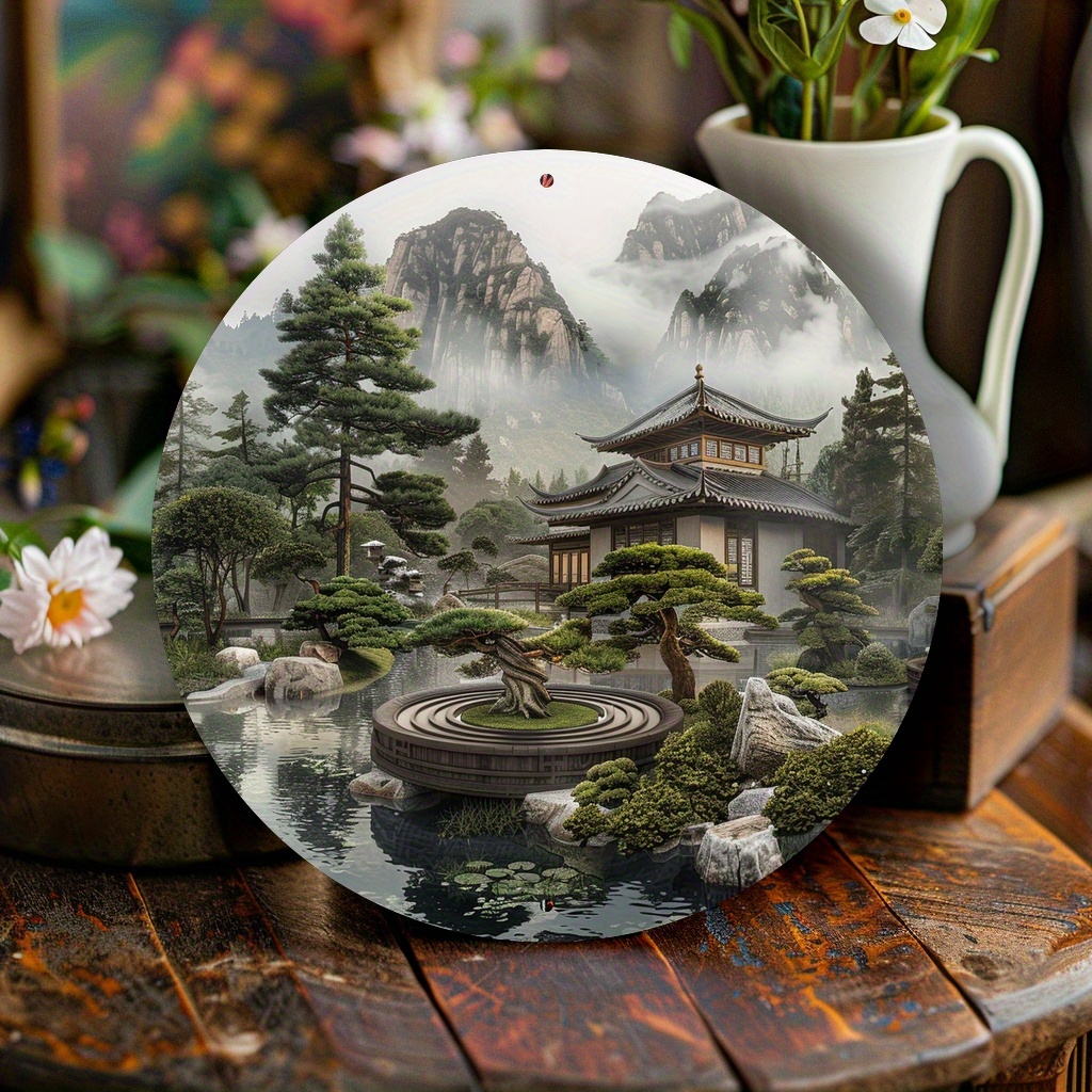 Papan Logam Bundar Taman Zen J - Bonsai Tree Zen Garden ulasan dan harga
