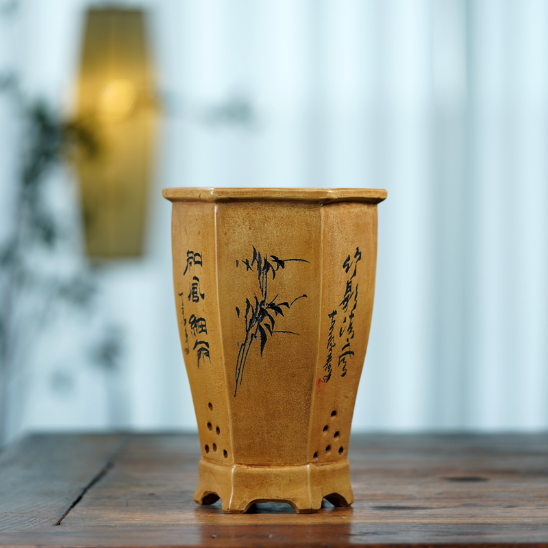 Pot keramik heksagon, vas bung - Bonsai Garden China ulasan dan harga
