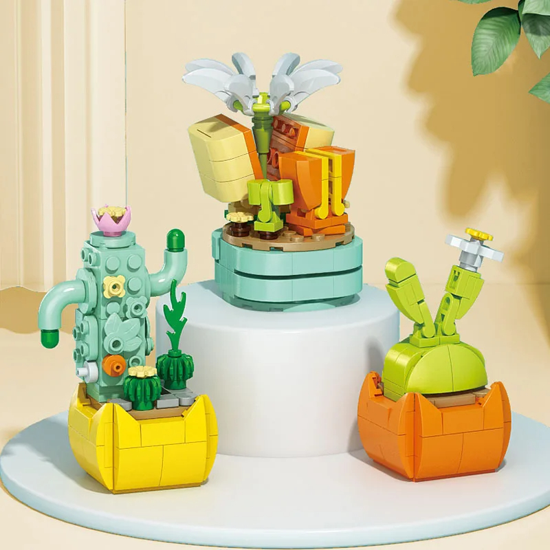 Blok Bangunan Sukulen Bunga Ta - Bonsai Garden Lego ulasan dan harga